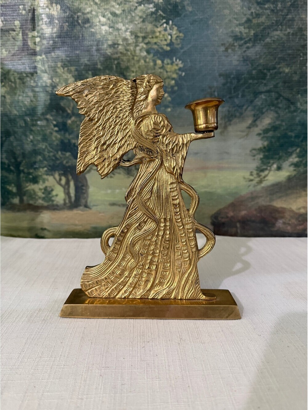 Brass Angel Candle Holder Figurine